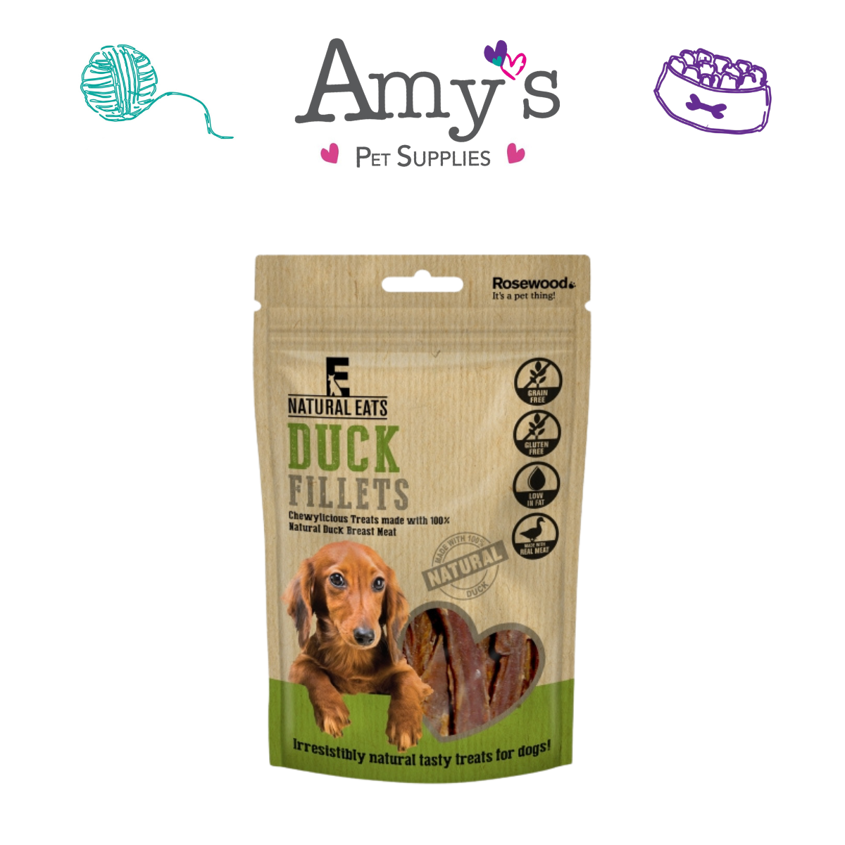 Natural Eats Meat Fillet Dog Treats in Duck or Chicken Amy s