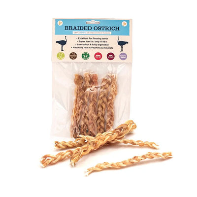 Braided Ostrich Tendon  - Natural Dog Treats