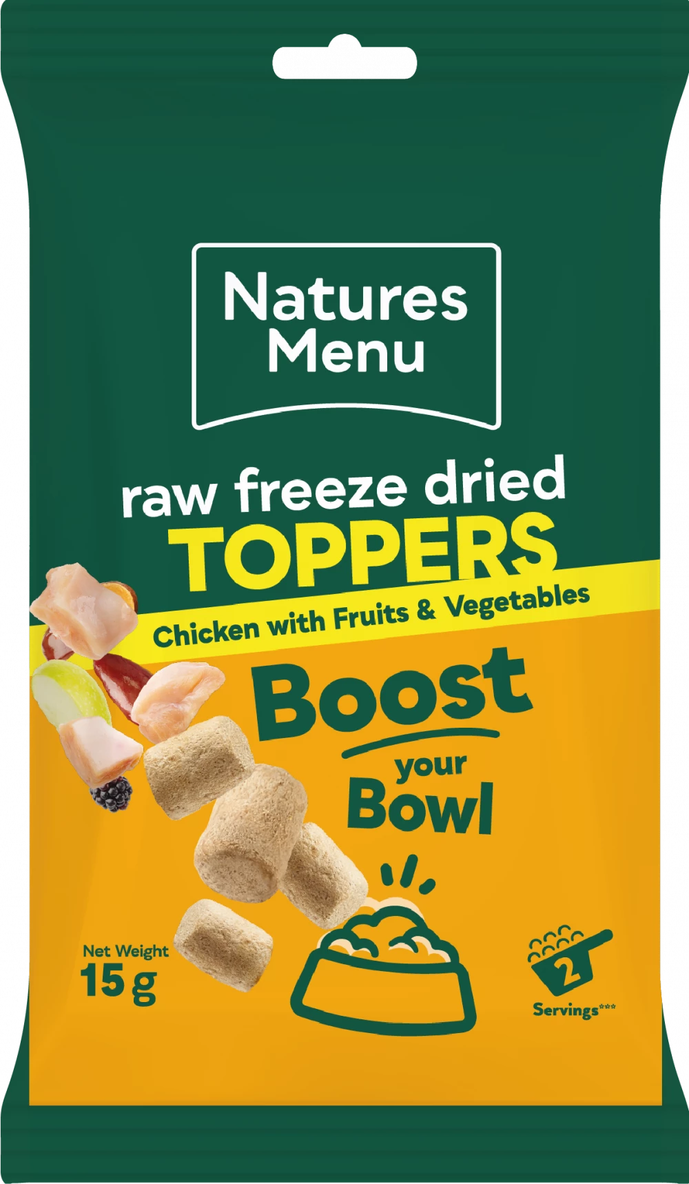 Nature’s Menu Freeze Dried Toppers Chicken With Fruit & Veg For Dogs 15g