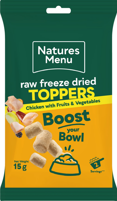 Nature’s Menu Freeze Dried Toppers Chicken With Fruit & Veg For Dogs 15g