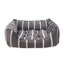 Grey Velvet Stripes Square Bed - SMALL